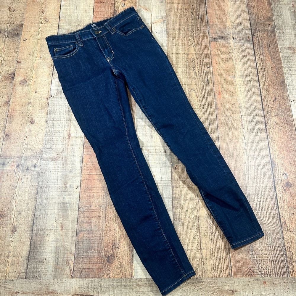 GAP 26 Regular Dark Wash Stretch Denim Legging Jeans Skinny Fit Indigo Blue